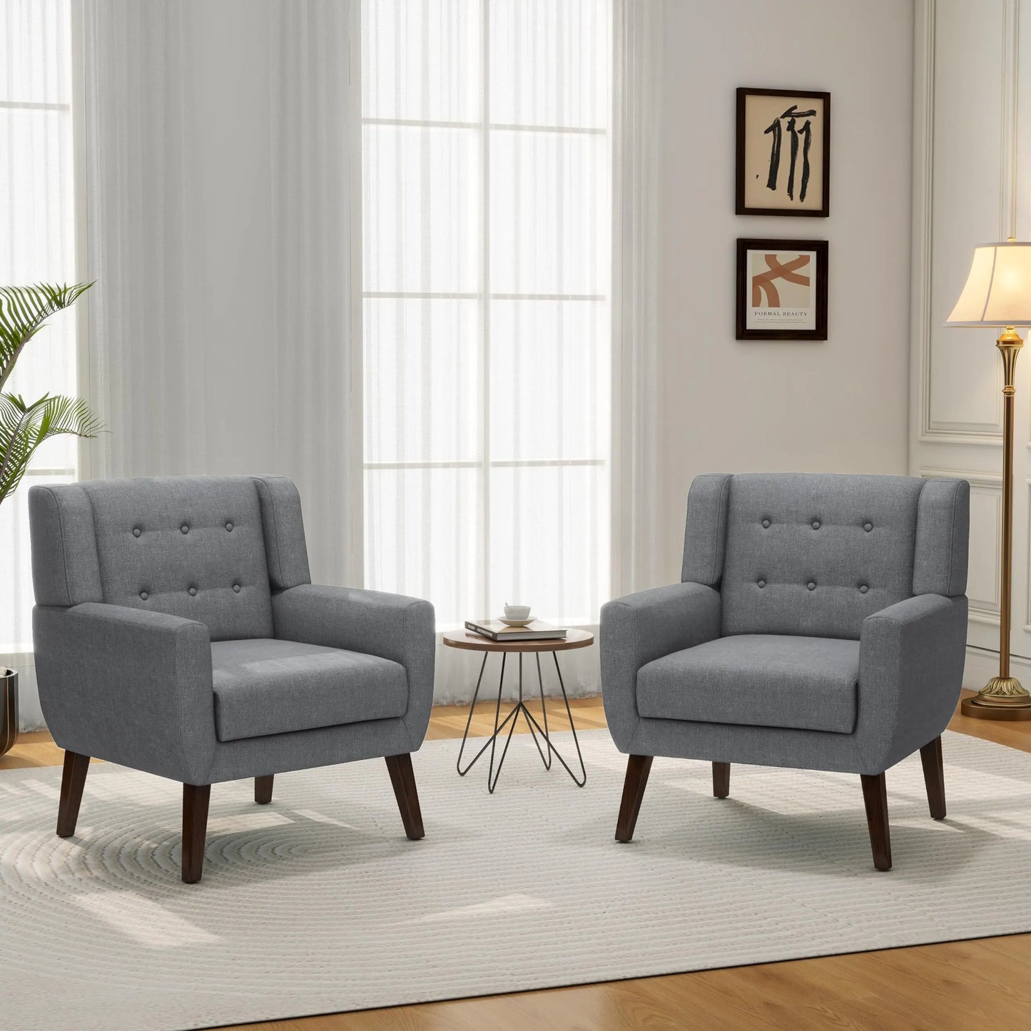 Accent Chair Mid-Century Modern Fabric Chairs with Arms