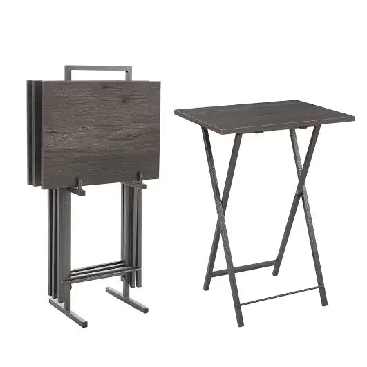Tekne 5 Piece Folding TV Tray Table Set,Foldable Side Table