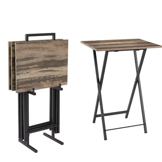Tekne 5 Piece Folding TV Tray Table Set,Foldable Side Table