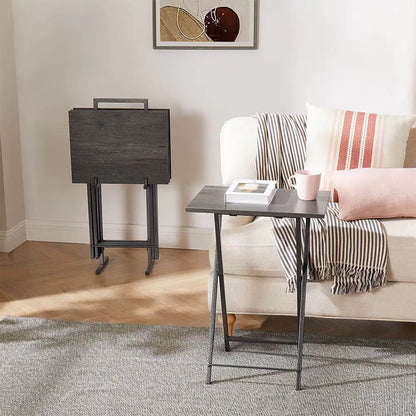 5 Piece Folding TV Tray Table Set,Foldable Sofa Side Table