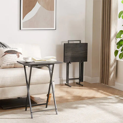5 Piece Folding TV Tray Table Set,Foldable Sofa Side Table